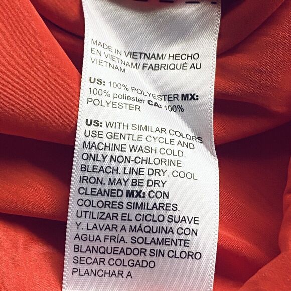 Chico's Women's Orange Batwing Sleeve Flowy Popover Top Size 1 (M) Gold Eyelet - Picture 8 of 9